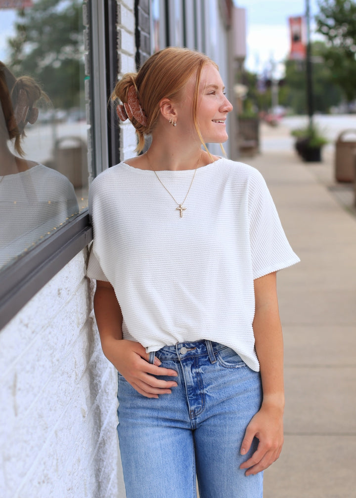 The Off White Ribbed Top