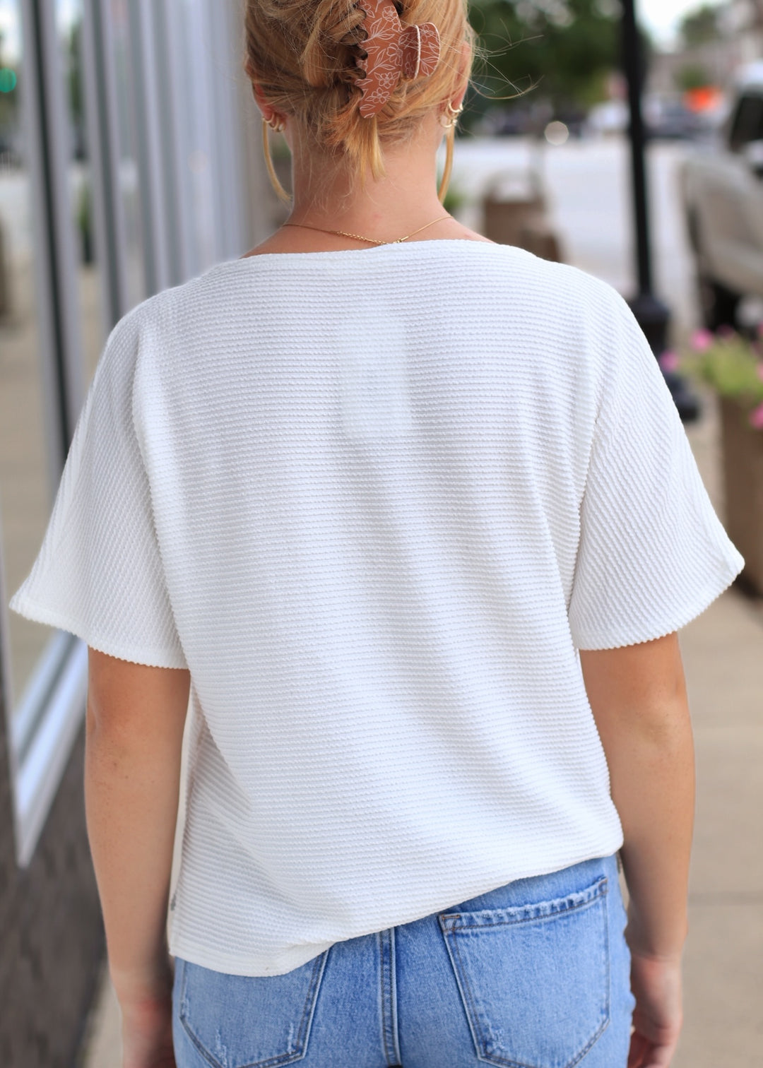 The Off White Ribbed Top