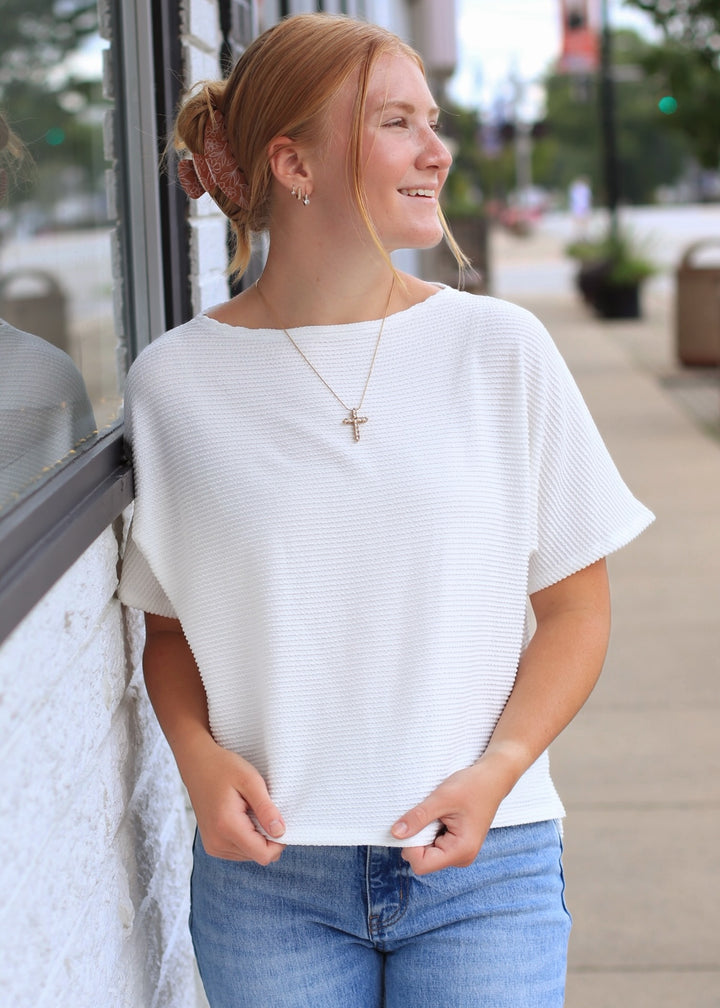 The Off White Ribbed Top