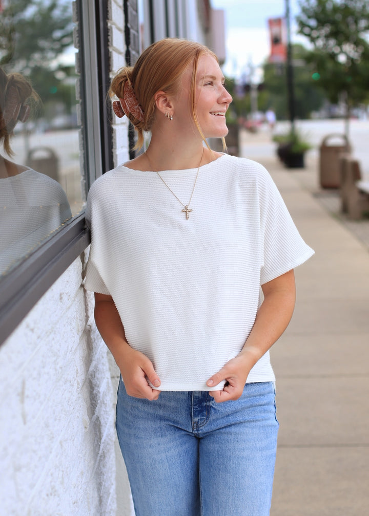 The Off White Ribbed Top