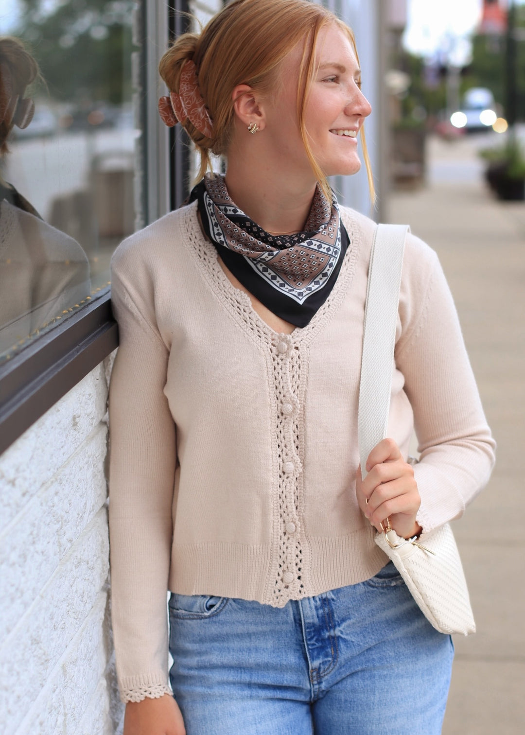 Lace Trimmed Button Front Cardigan
