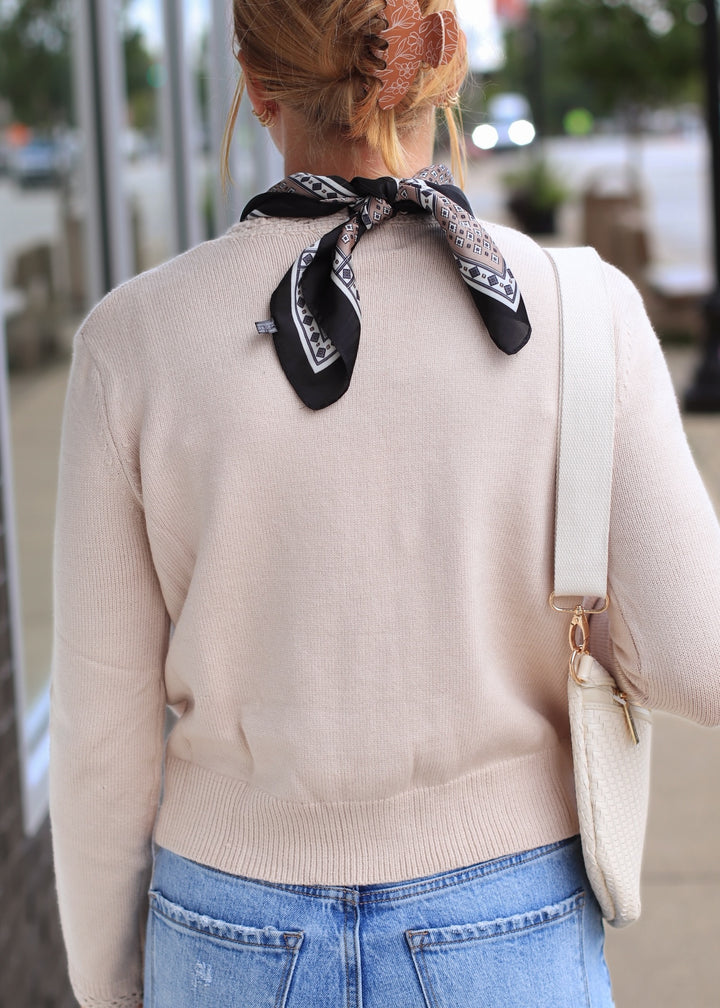 Lace Trimmed Button Front Cardigan