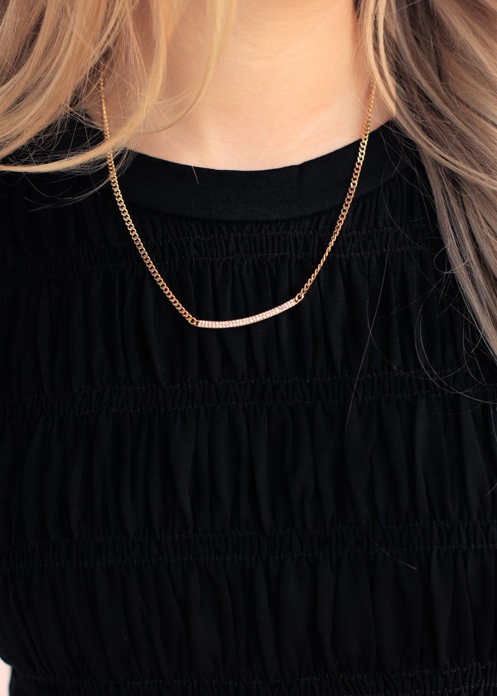 Pellerine 18K Gold Non-Tarnish CZ Bar Chain Necklace