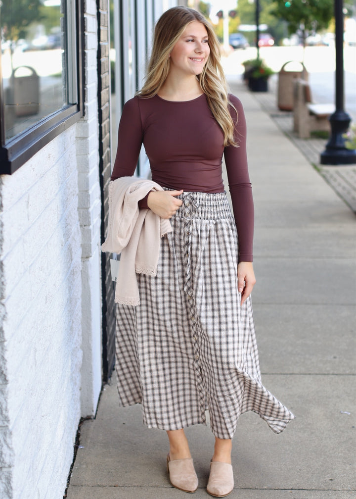 Prairie Check Midi Skirt