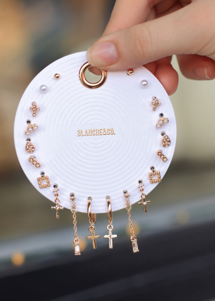 Ten Pair Assorted Cross Mini Earrings Set