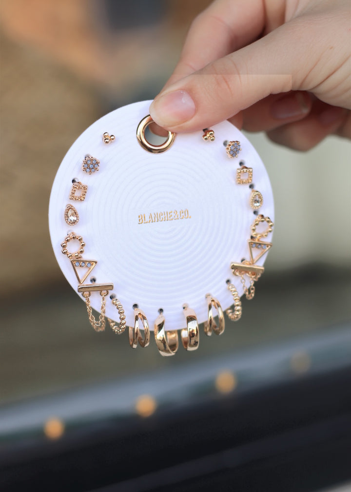 Assorted Crystal Stud And Hoop Earring Set