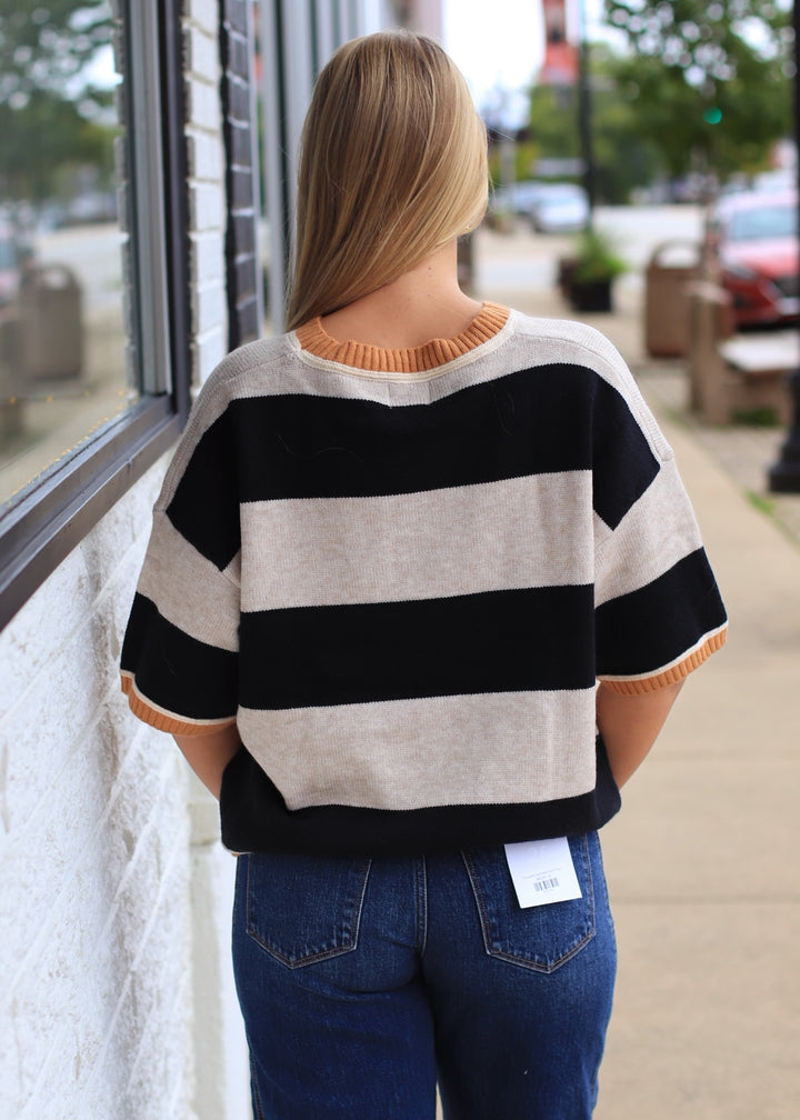 The Oatmeal &amp;amp; Black Stripe Sweater
