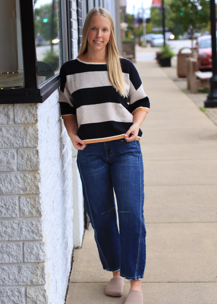 The Oatmeal &amp;amp; Black Stripe Sweater
