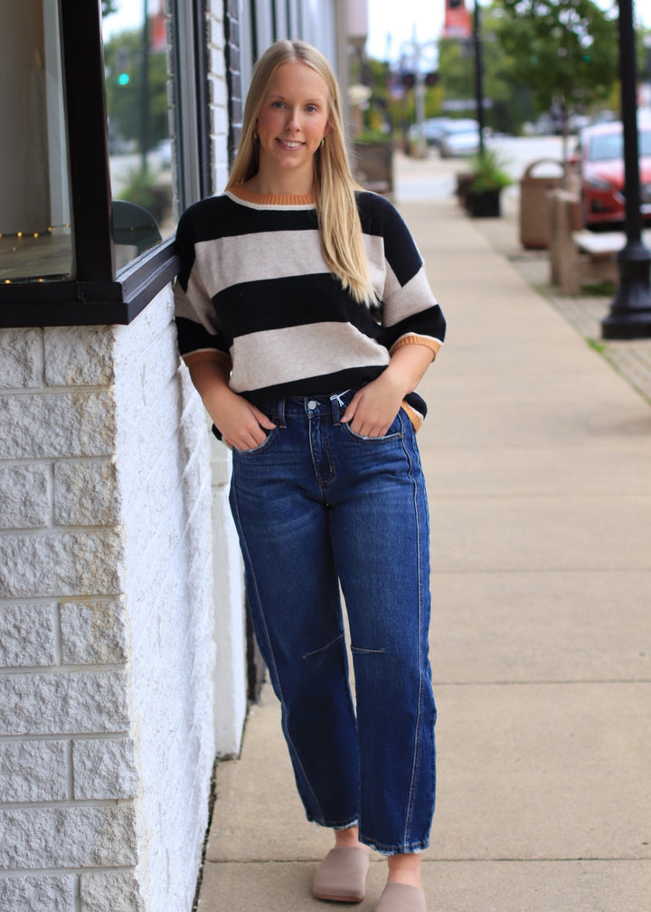 The Oatmeal &amp;amp; Black Stripe Sweater