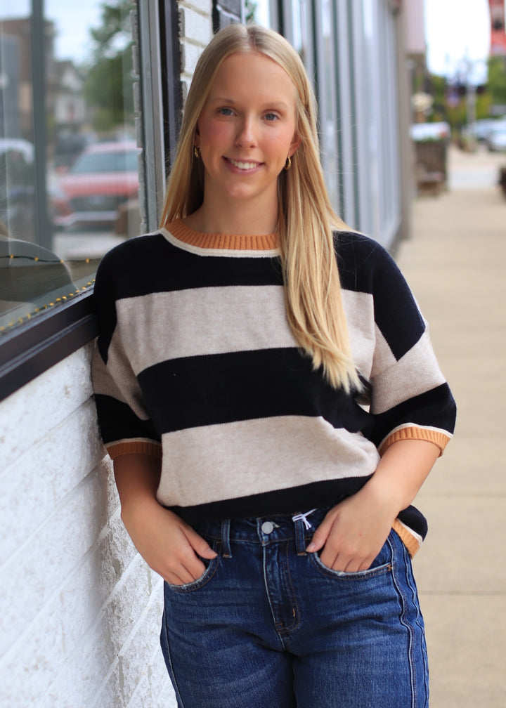 The Oatmeal &amp;amp; Black Stripe Sweater
