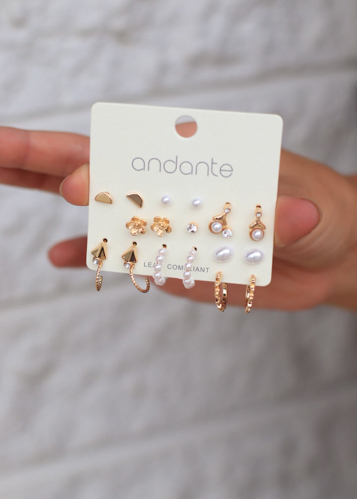 Assorted 6 Pair Hoop Earrings Set