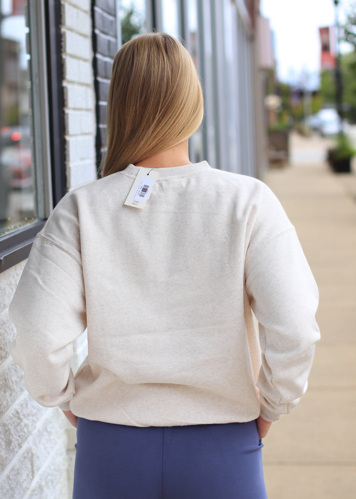 Oversized Crew Neck Sweatshirt in Natural