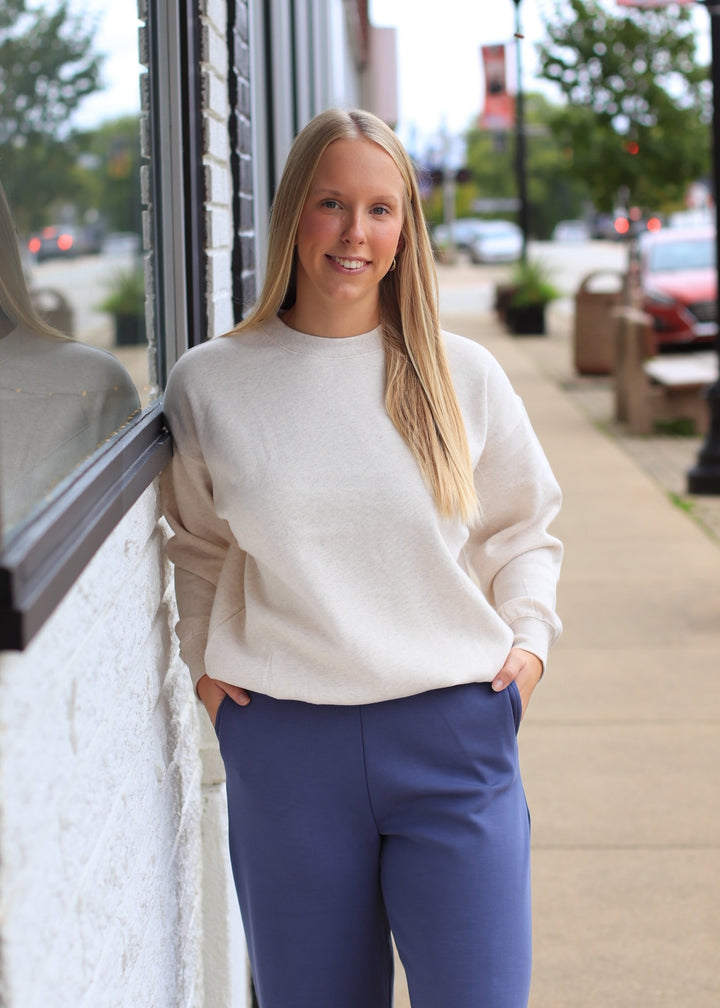 Oversized Crew Neck Sweatshirt in Natural