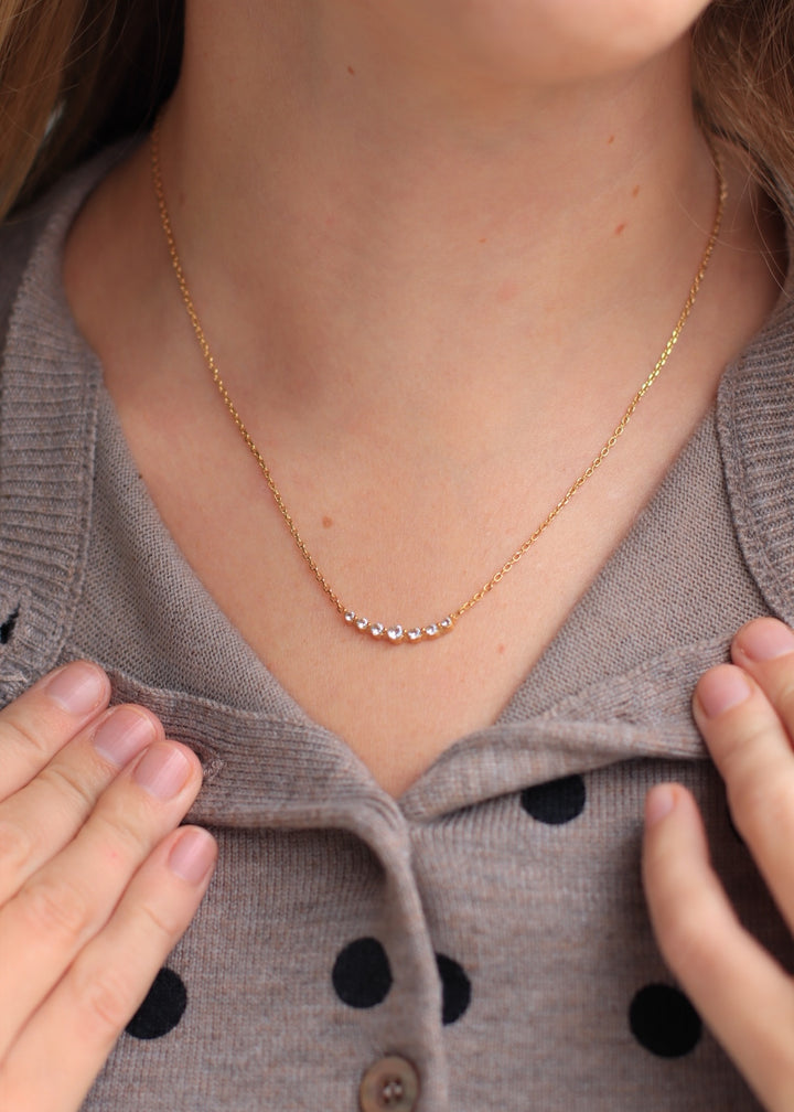 Remmi 18K Gold Non-Tarnish Crystal Station Chain Necklace