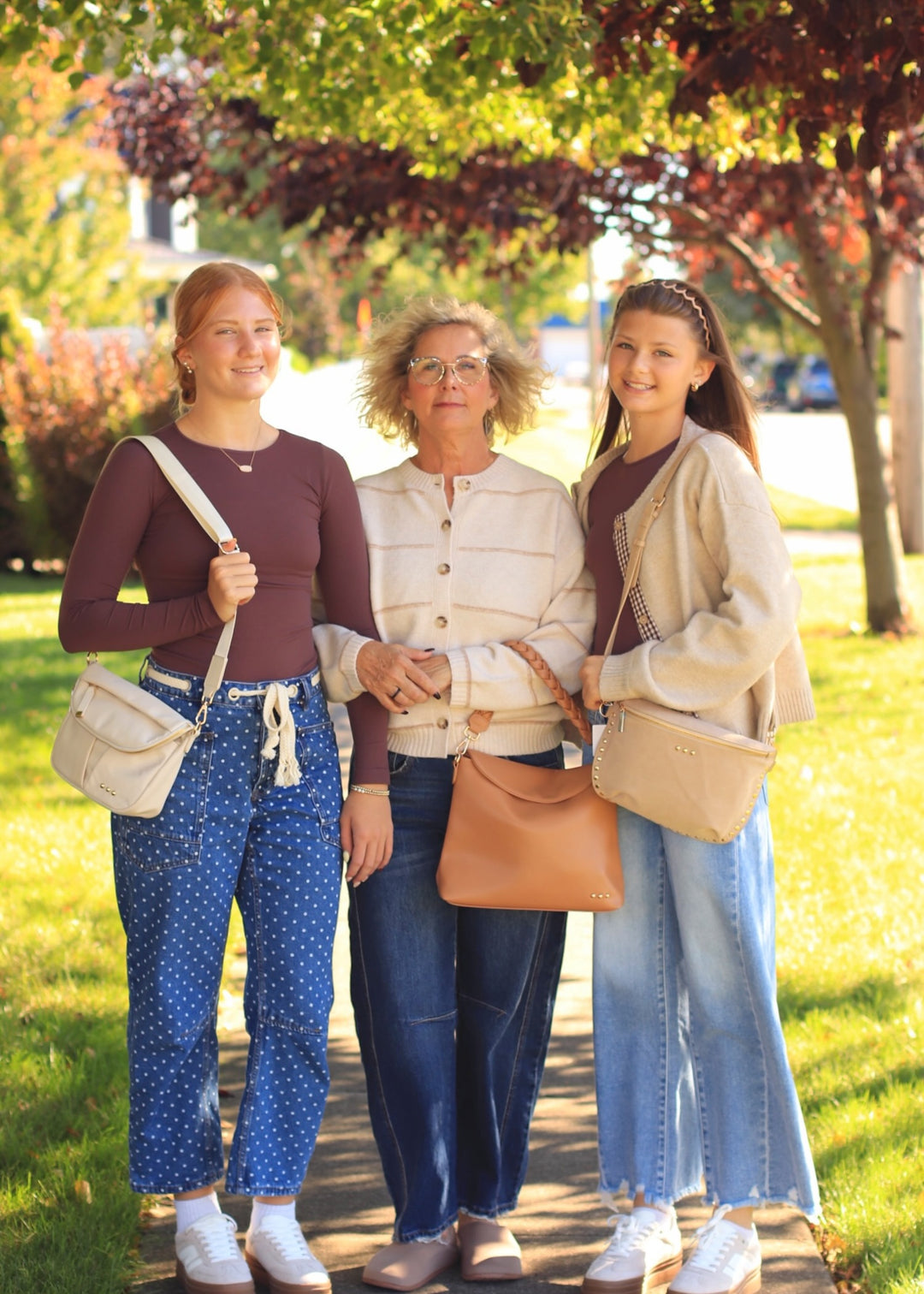 Polka Dot Denim Barrel Pants