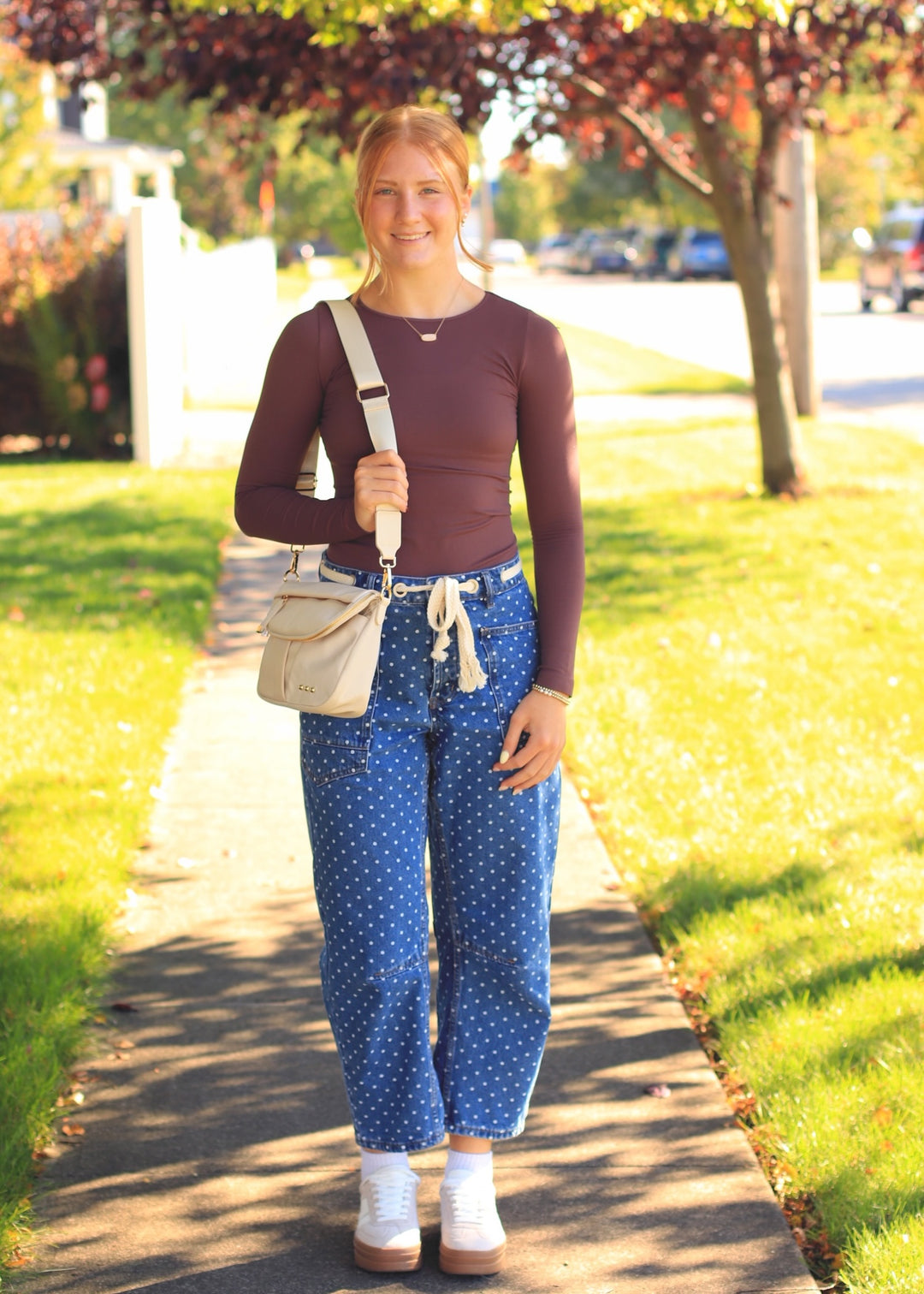 Long Sleeve Crew Neck Top in Fench Roast