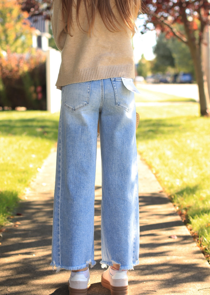 The Jaylen High Rise Crop Wide Leg Jeans