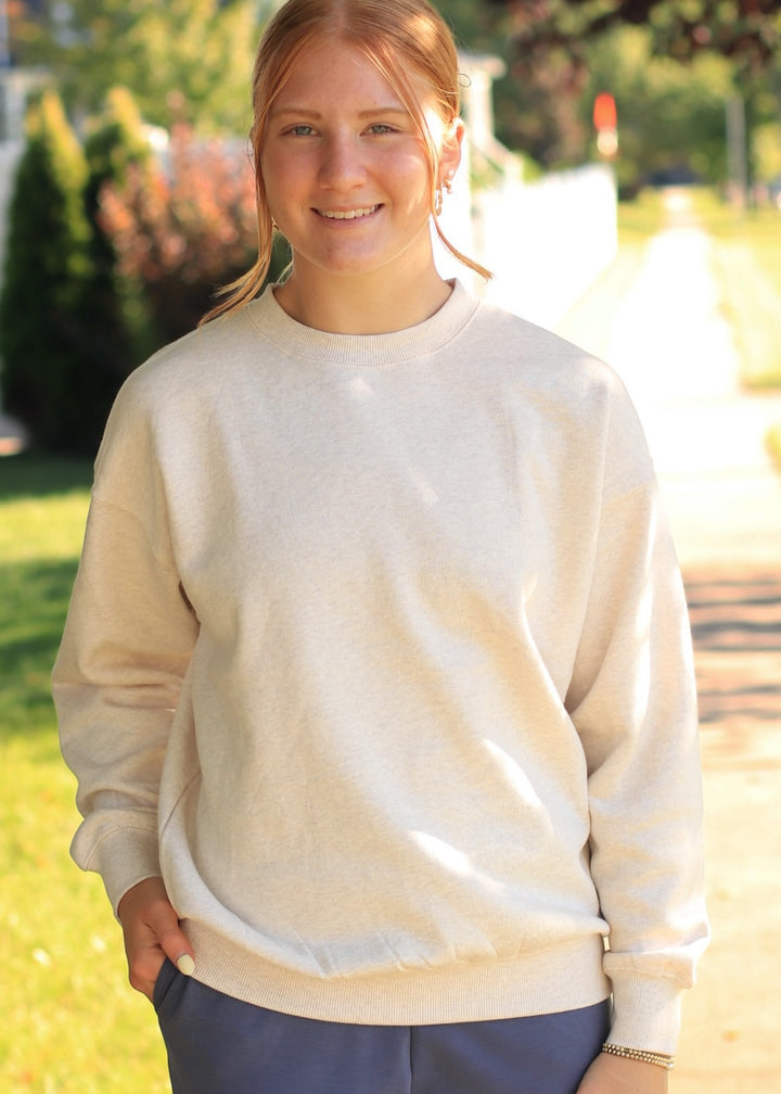 Oversized Crew Neck Sweatshirt in Natural