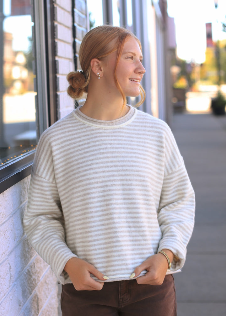 Trina Stripe Contrast Layered Roll Neck Sweater