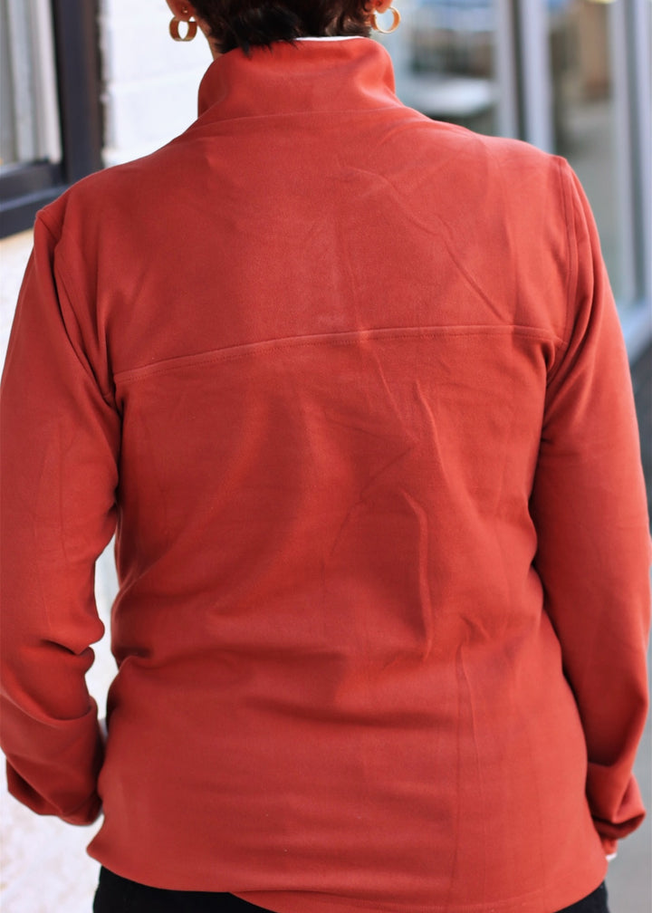 Rust Half-Snap Fleece Pullover