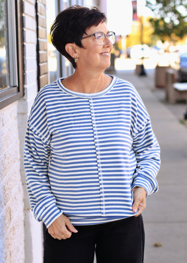Blue &amp; White Stripe Sweatshirt