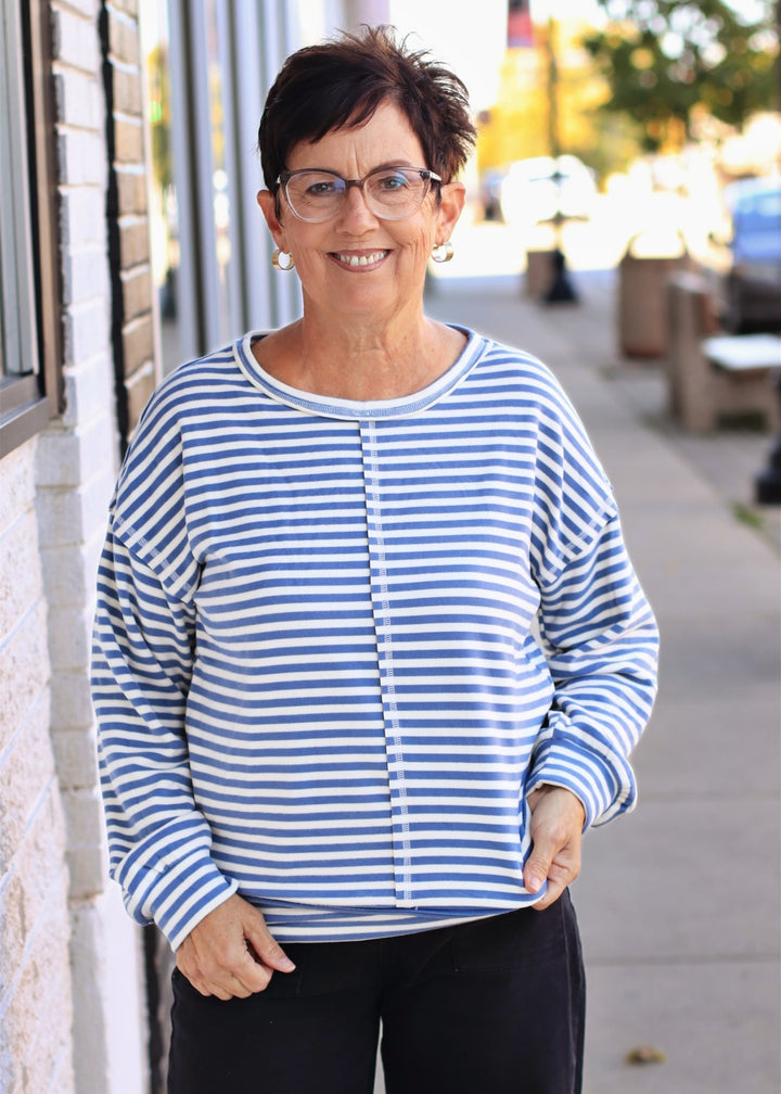 Blue &amp; White Stripe Sweatshirt