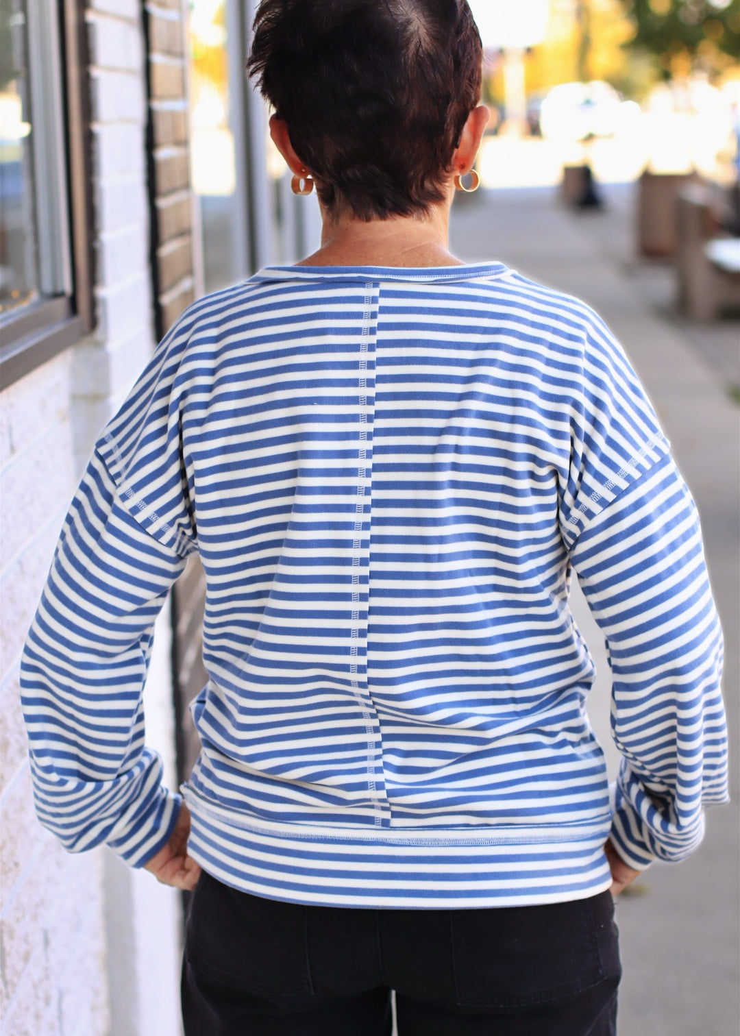 Blue &amp; White Stripe Sweatshirt