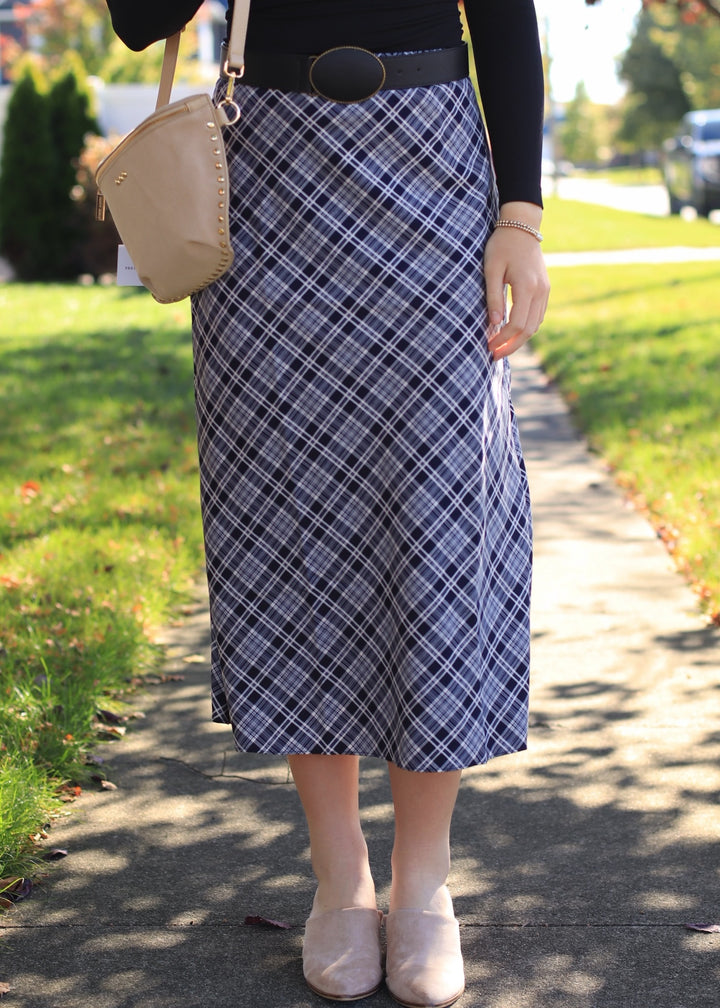 The Blair Plaid Midi Skirt