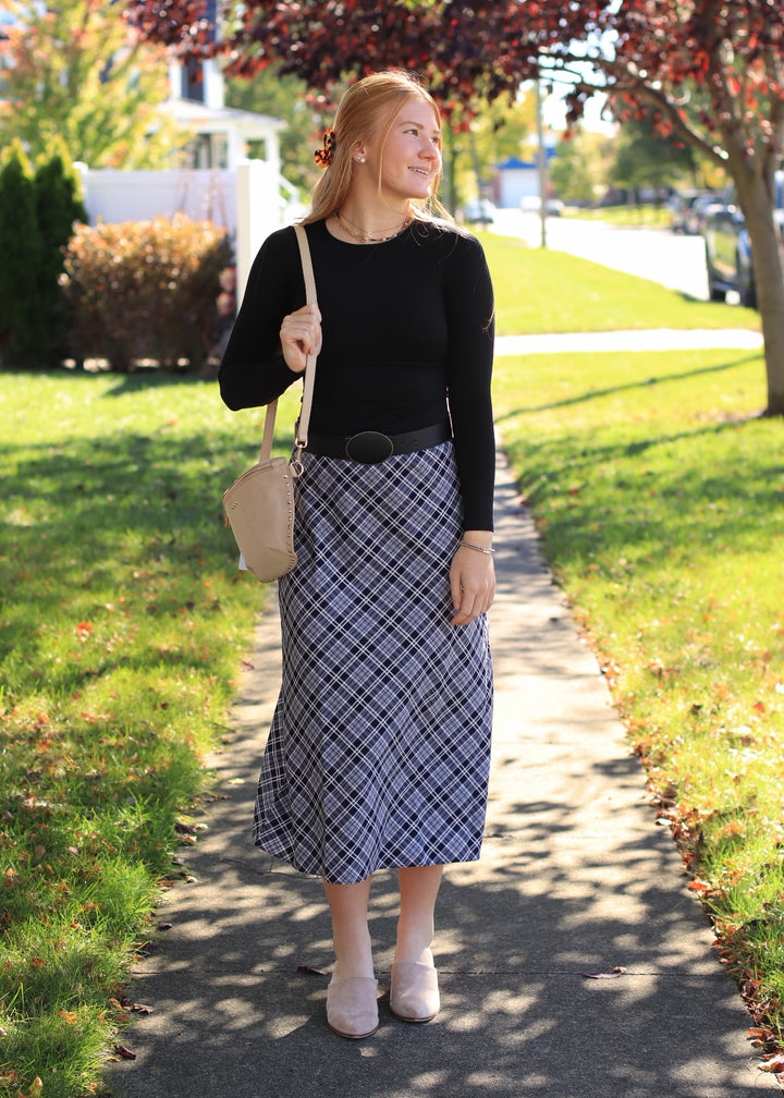 The Blair Plaid Midi Skirt