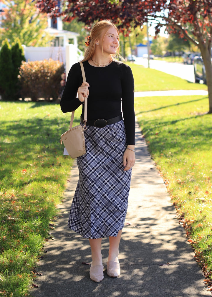 The Blair Plaid Midi Skirt