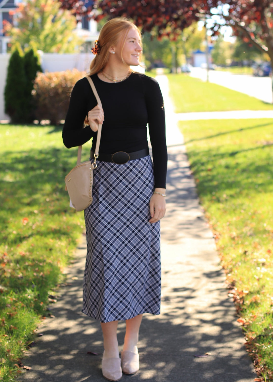 The Blair Plaid Midi Skirt