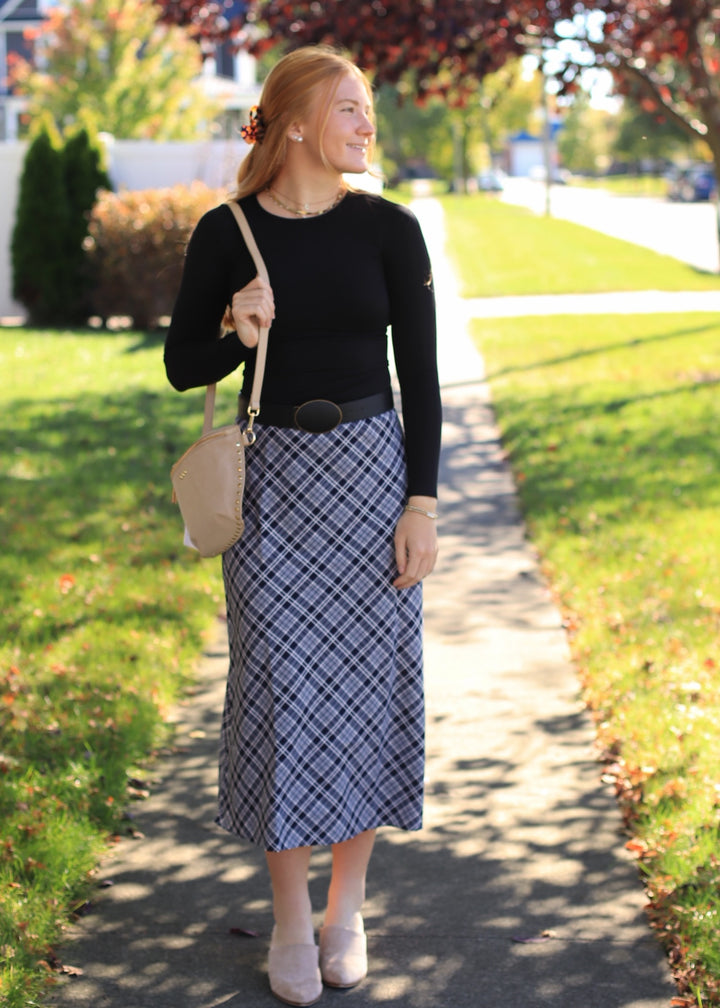 The Blair Plaid Midi Skirt
