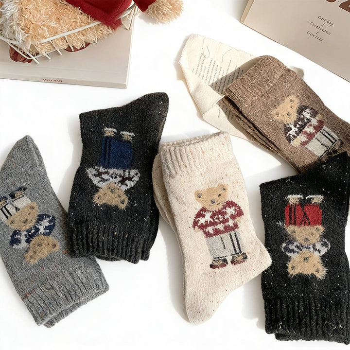 Thick Warm Wool Socks Bear Knit Crew Socks