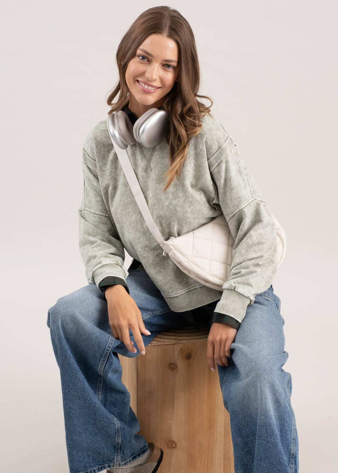 CLEARANCE FINAL SALE Maggie Acidwash Crewneck Top
