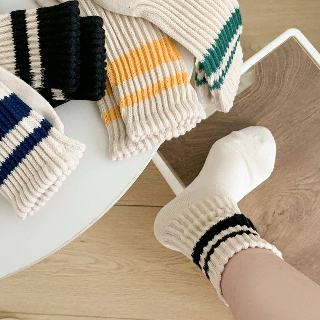 Retro Double Stripe Knit Socks