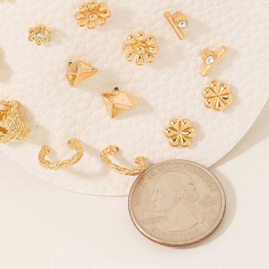 Mixed Styled Stud And Hoop Earrings Set