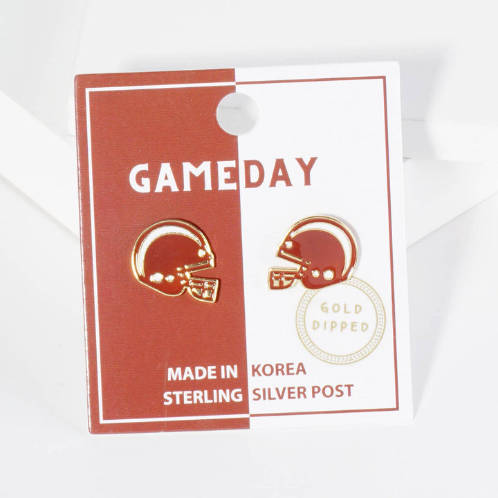 CLEARANCE FINAL SALE  Enamel Football Helmet Stud Earrings