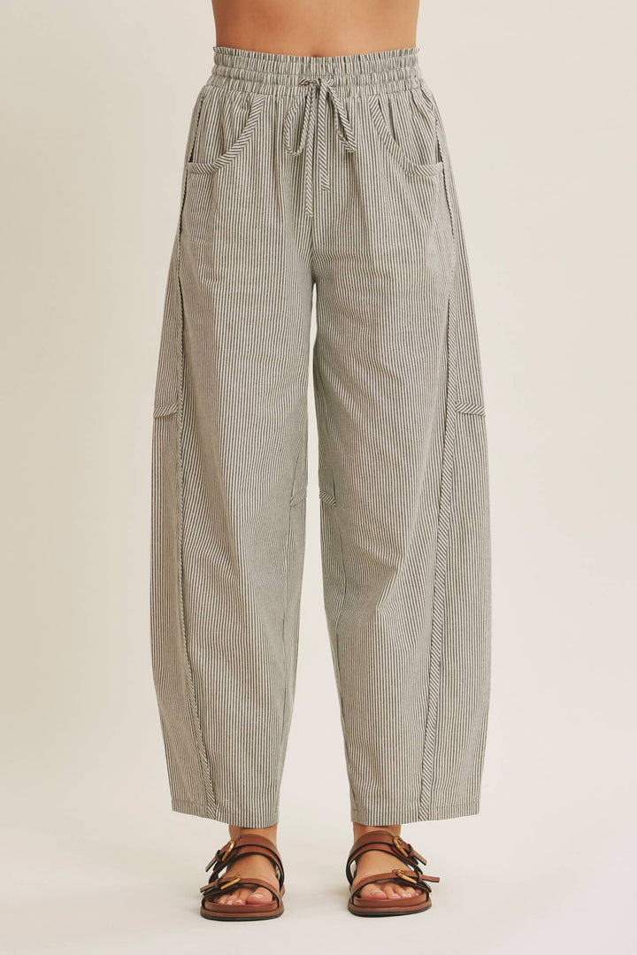 The Olive Grove Stripe Barrel Pant