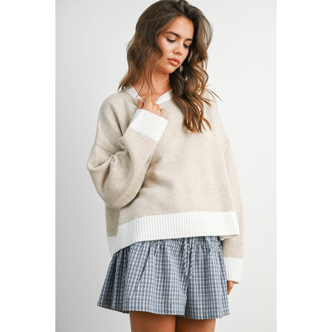 Cozy Contrast Trim Sweater
