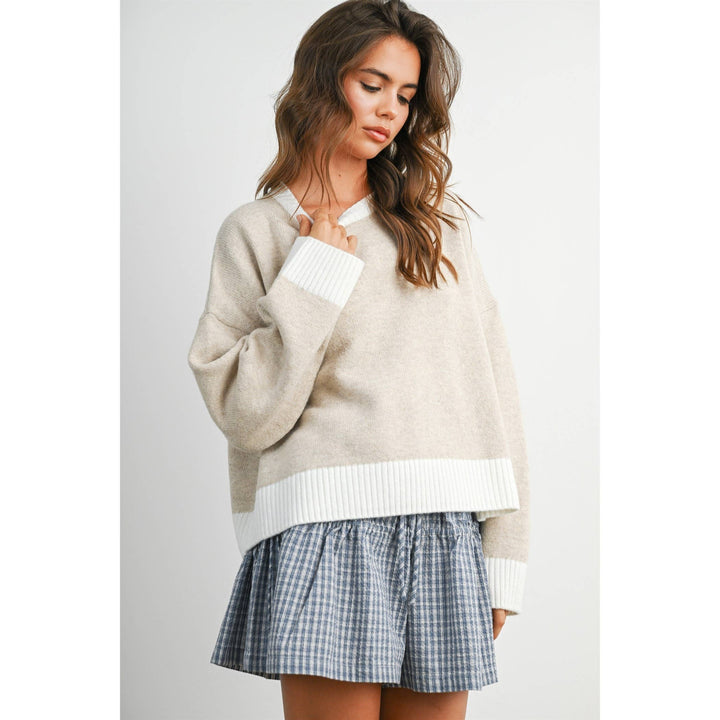 Cozy Contrast Trim Sweater