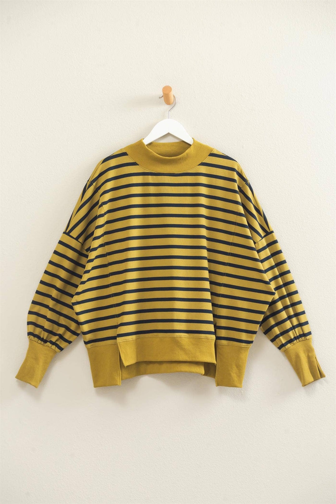 Striped Mock Neck Sweatshirt