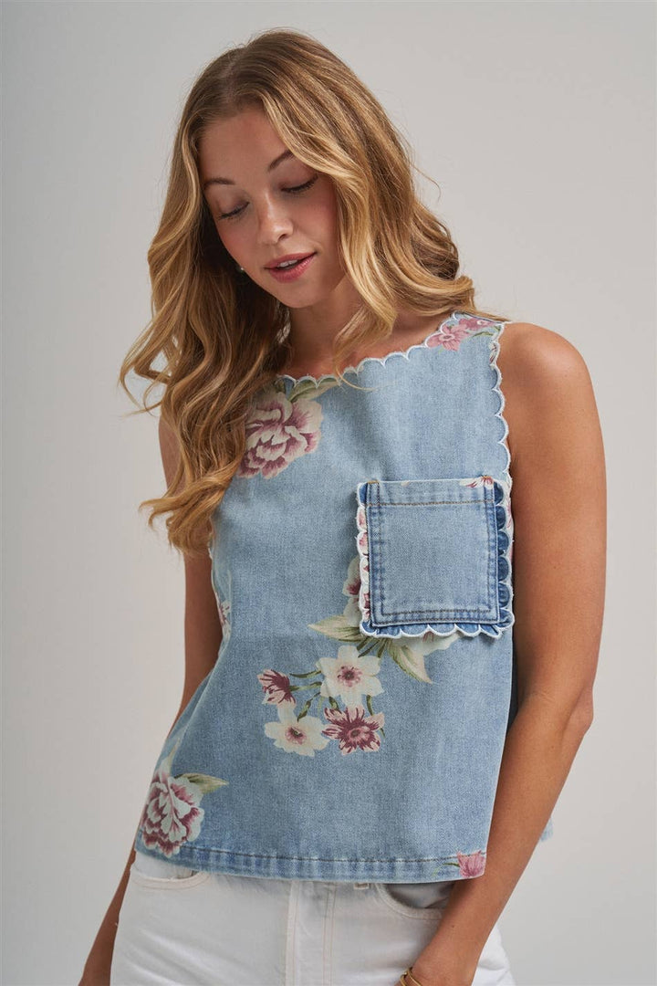 The Vintage Bloom Denim Top 🌸