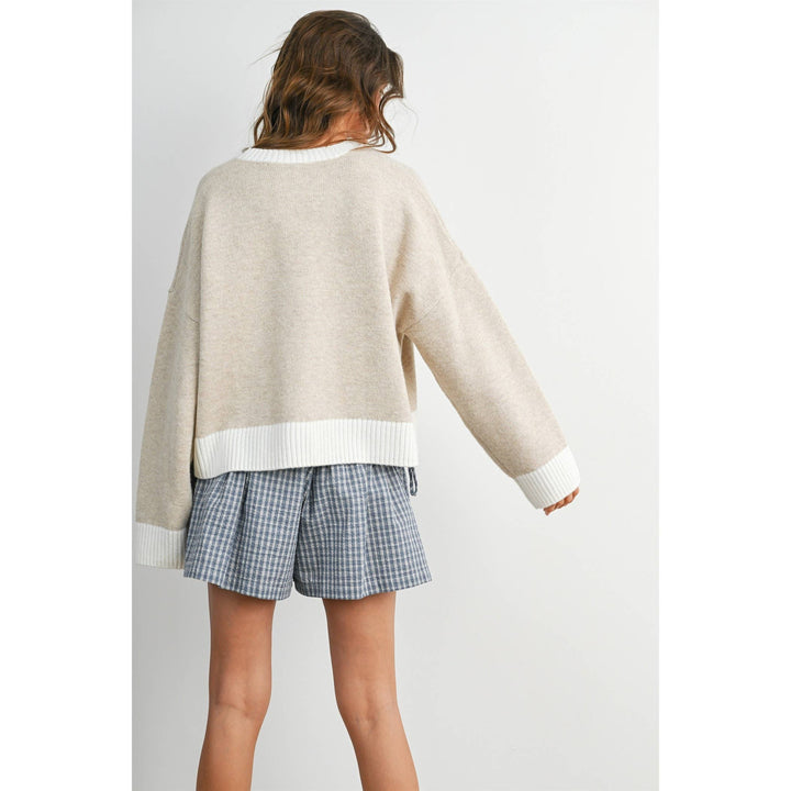 Cozy Contrast Trim Sweater