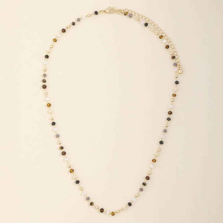 Dainty Faceted Bead Station Chain Necklace