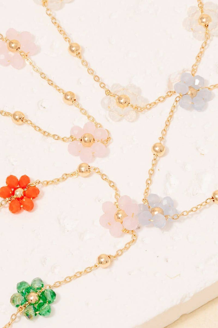 Mini Beaded Flowers Chain Bracelet