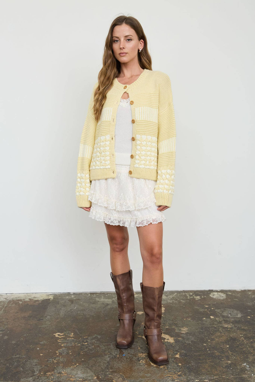 Butter Yellow Contrast Stripe Cardigan