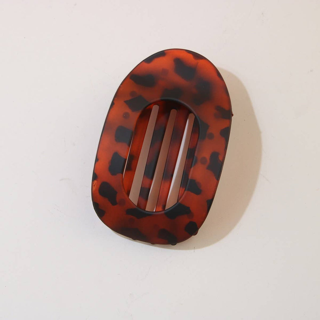 Oval Flat Hair Clip in Dark Coffee