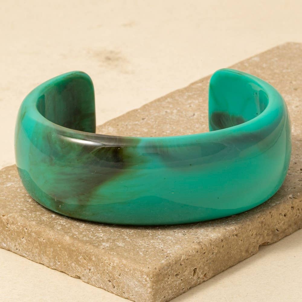 Wide Marble Resin Cuff Bracelet