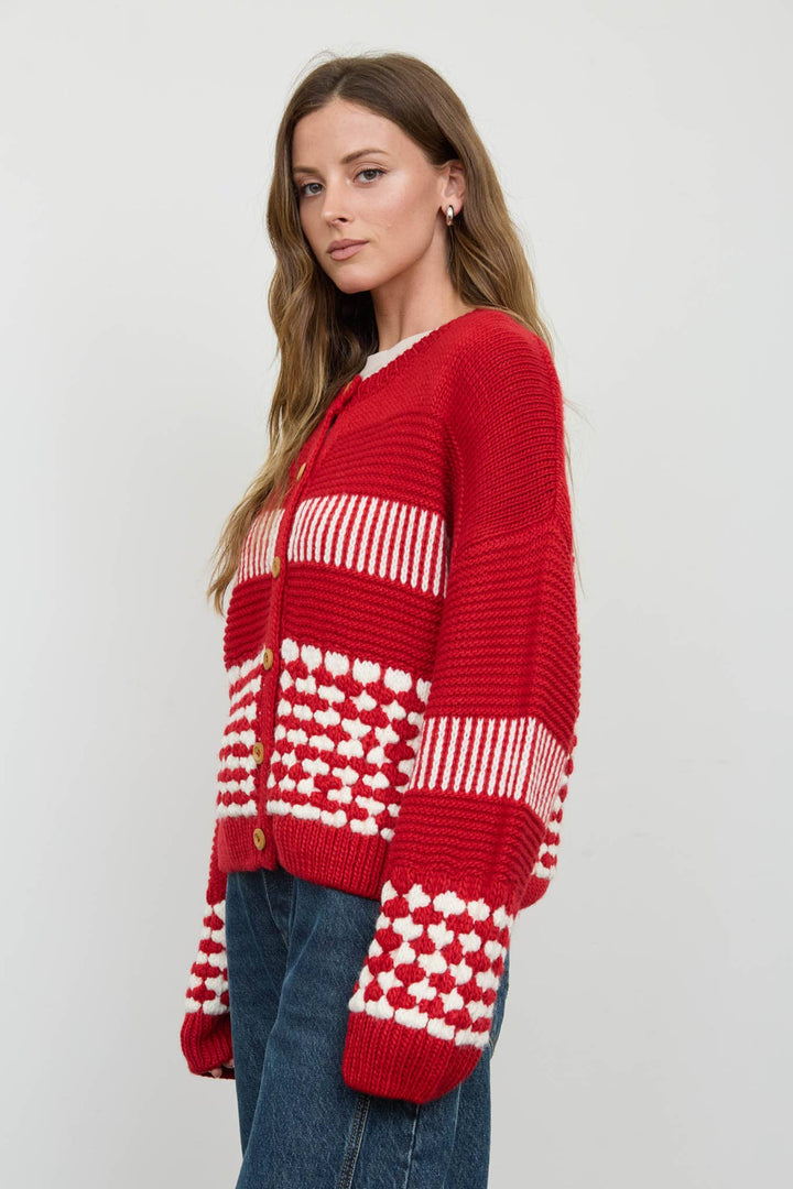 Butter Yellow Contrast Stripe Cardigan