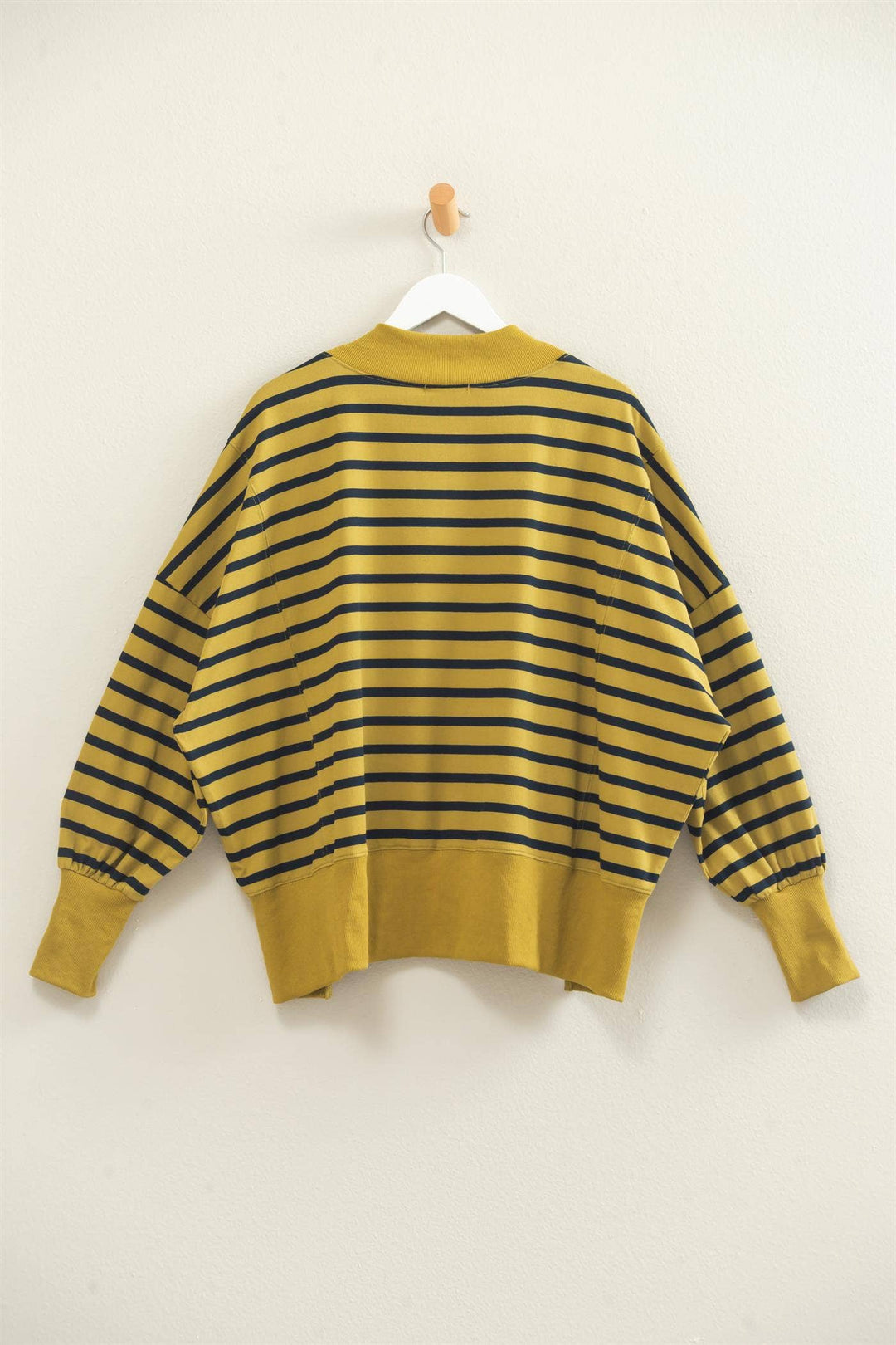 Striped Mock Neck Sweatshirt